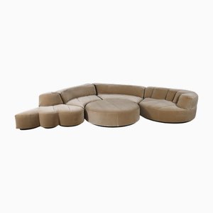 Modular Sofa in Beige Velvet by Hans Hopfer for Roche Bobois, 1974, Set of 5
