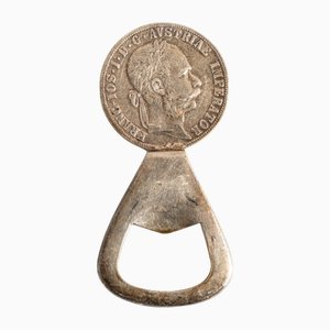 Silver-Plated Brass Coin Bottle Opener by Carl Aubock, 1950s