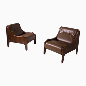 Poltrone Milord in pelle originale di Marco Zanuso per Arflex, 1958, set di 2