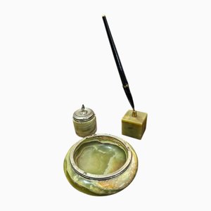 Oggetti da scrivania in onice e argento, set di 3