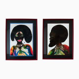 Chris Ofili, Afromuse Woman/Afromuse Men, Printed Linen Cloth, Set of 2