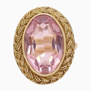 Anello vittoriano con rosa, Francia, oro 18kt