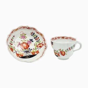19th Century Porcelain Imari/Tischchenmuster Pattern Cup & Saucer from Meissen