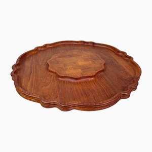 Vintage Lazy Susan Rotating Tray in Teak from Nissen, Denmark, 1960s