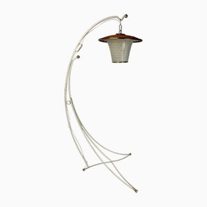 Niedrige Französische Mid-Century Stehlampe mit Rockabilly Laterne, 1950er