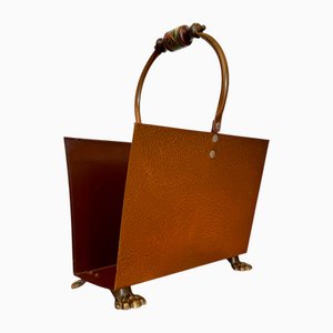Holywood Regency Gold-Plated Brass Magazine Rack in the style of Maison Jansen, Central Europe, 1950s