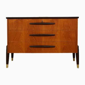 Commode à Tiroirs Mid-Century avec Détails en Laiton, Suède, 1950s