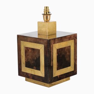 Mid-Century Italian Lacquered Vellum & Brass Large Table Lamp attributed to Aldo Tura, 1960s
