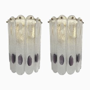 Italian Lilac Murano Glass Wall Sconces from Mazzega, 1970s, Set of 2