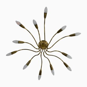 Mid-Century Brass Sputnik Chandelier, Germany, 1950s