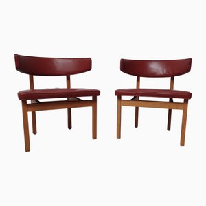 Set of Danish Customizable Armchairs in Oak attributed to Børge Mogensen for Fredericia, 1960s