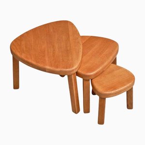 Nesting Tables in Oak, 1940s, Set of 3