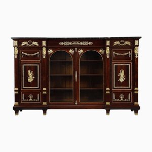 Large Low Bookcase in Mahogany and Mahogany Veneer, 1880s