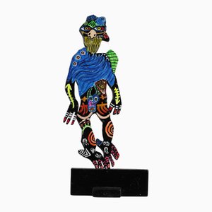 Bemalte Djinn Holzskulptur von Mohammad Ariyael