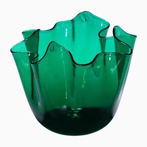 Vase Handkerchief in Green in the style of Fulvio Bianconi, Venini, 1950s