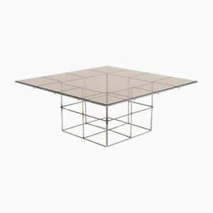 Mid-Century Steel and Smoked Glass Coffee Table in the style of Verner Panton, Italy, 1970s