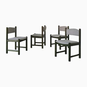 Scandinavian Carved Wooden Chairs, 1960s, Set of 4