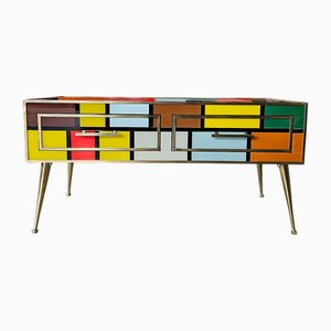 Niedriger Couchtisch aus Glas, 1980er