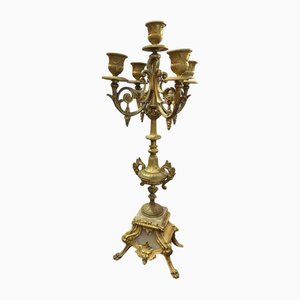 Candelabro francese in alabastro e ottone