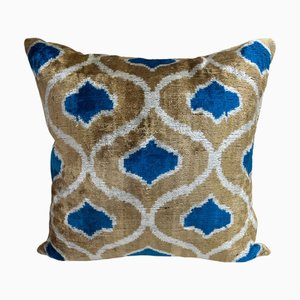 Fodera per cuscino grande in seta con design Ikat, inizio XXI secolo