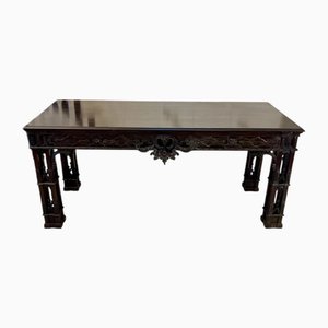 Large Antique Victorian Carved Mahogany Console Table, 1860