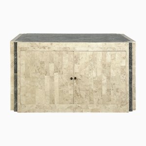 Vintage Sideboard in Stone and Brass Marquetry, 1980s