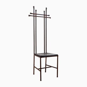 Sedia alta con trono forgiato in ferro battuto, anni '70