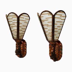 Appliques en Cuivre et Verre de Murano, Italie, 1960s, Set de 2