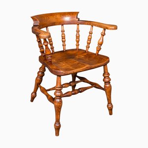 Antique Country House Captains Chair in English Elm, 1900