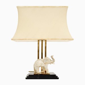 Lampe de Bureau Vintage en Laiton avec Sculpture Éléphant Montée, 1970
