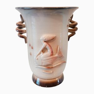 Art Deco La Freccia Ceramic Vase by Tarcisio Tosin, Vicenza, 1932