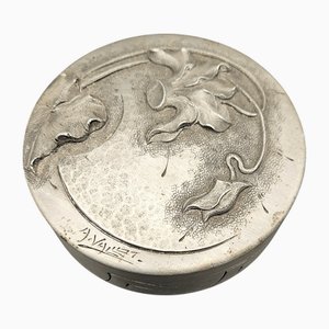 Runde Jugendstil Blechdose von A. Vallat, 1900er