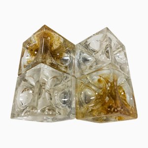 Italian Wall Lamp in Amber and Cristallo Glass by Albano Poli for Poliarte, 1970s