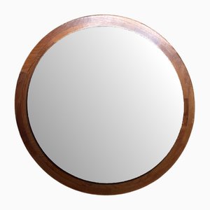 Specchio da parete rotondo in teak, Danimarca, anni '60