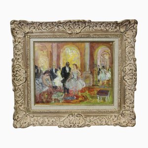 Marcel Cosson, The Foyer of the Opera, 1923, Oil on Panel, Framed
