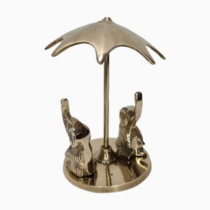 Vintage Brass Statue with Elephants, 1960s-1970s