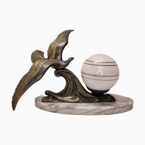 Lampada da tavolo Art Déco su base in marmo, anni '30