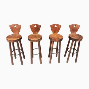 Tabourets de Bar Brutalistes Mid-Century, 1960s, Set de 4