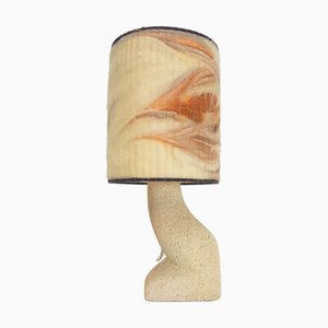 Brutalist Natural Stone and Ool Art Table Lamp, 1970s