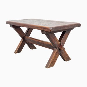 Brutalist Oak Cross Leg Coffee Table, 1930s