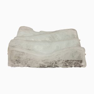 Lampada da incasso grande brutalista quadrata in vetro amorfo, anni '60