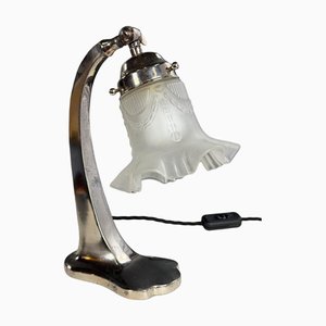 Art Nouveau Metal Table Lamp, Bohemia, 1910s