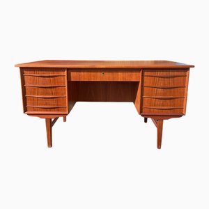 Large Mid-Century Danish Teak Pedistal Desk, 1970s