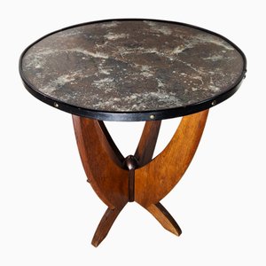 Art Deco Amsterdam School Side Table with Faux Marble Top, 1930s