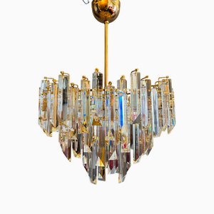 Lámpara de araña Cristal Triedri de cristal de Murano de Paolo Venini para Venini, años 80