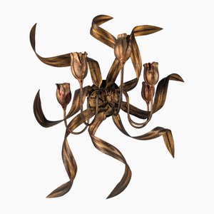 Large Golden Tulip Wall Sconce, 1960s