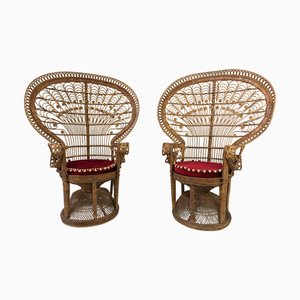 Set of Set of Mod. Peacock Emmanuelle Wicker Armchairs, 1970s