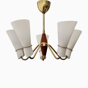 Mid-Century Kronleuchter mit Kegelförmigen Schirmen, Schweden, 1950er