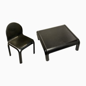 Schwarzer Orsay Tisch und Stuhl von Gae Aulenti für Knoll International, 1970er, 2er Set