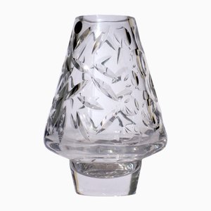 Modern Space Age Design Cut Crystal Vase, 1960s